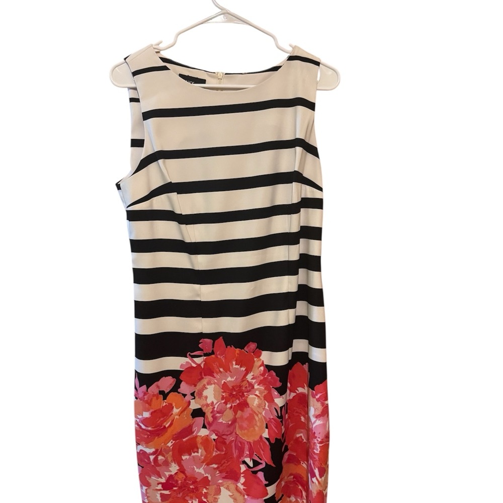Alyx Black and White Striped Dress with Red/pink Floral Design Size 12